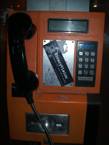 BinaryVision's Sticker on a Payphone!